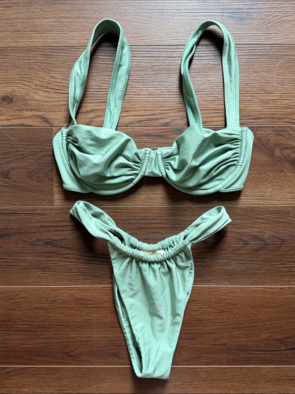 Belle the Label Oracle Sage Green Underwire M Top/S Brazilian Bottom Bikini Set